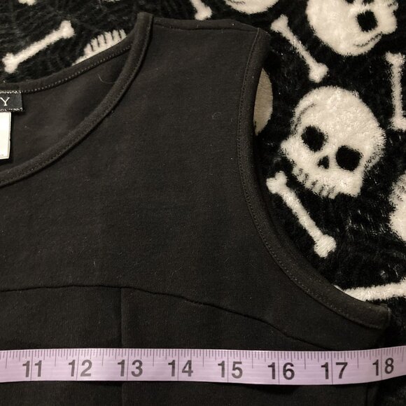 GUILTY Black high-low hem flared peplum shirt ~ Goth MEDIUM LARGE stretchy top - Picture 8 of 14